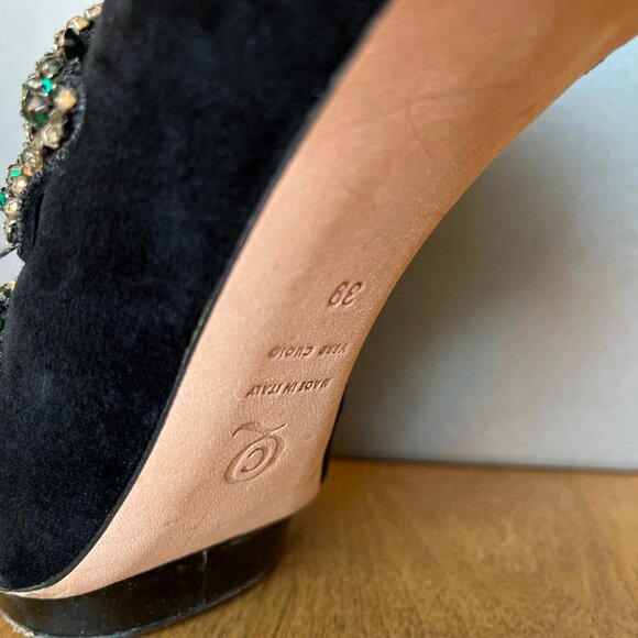 Alexander McQueen Black Velvet Shoes Sandal Boots Pelle Cuoio High Hills Size 39 - Picture 10 of 12